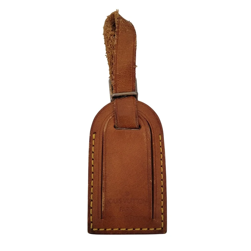 Louis Vuitton Vachetta Leather Luggage Tag Tan Made in France Authentic Accessor